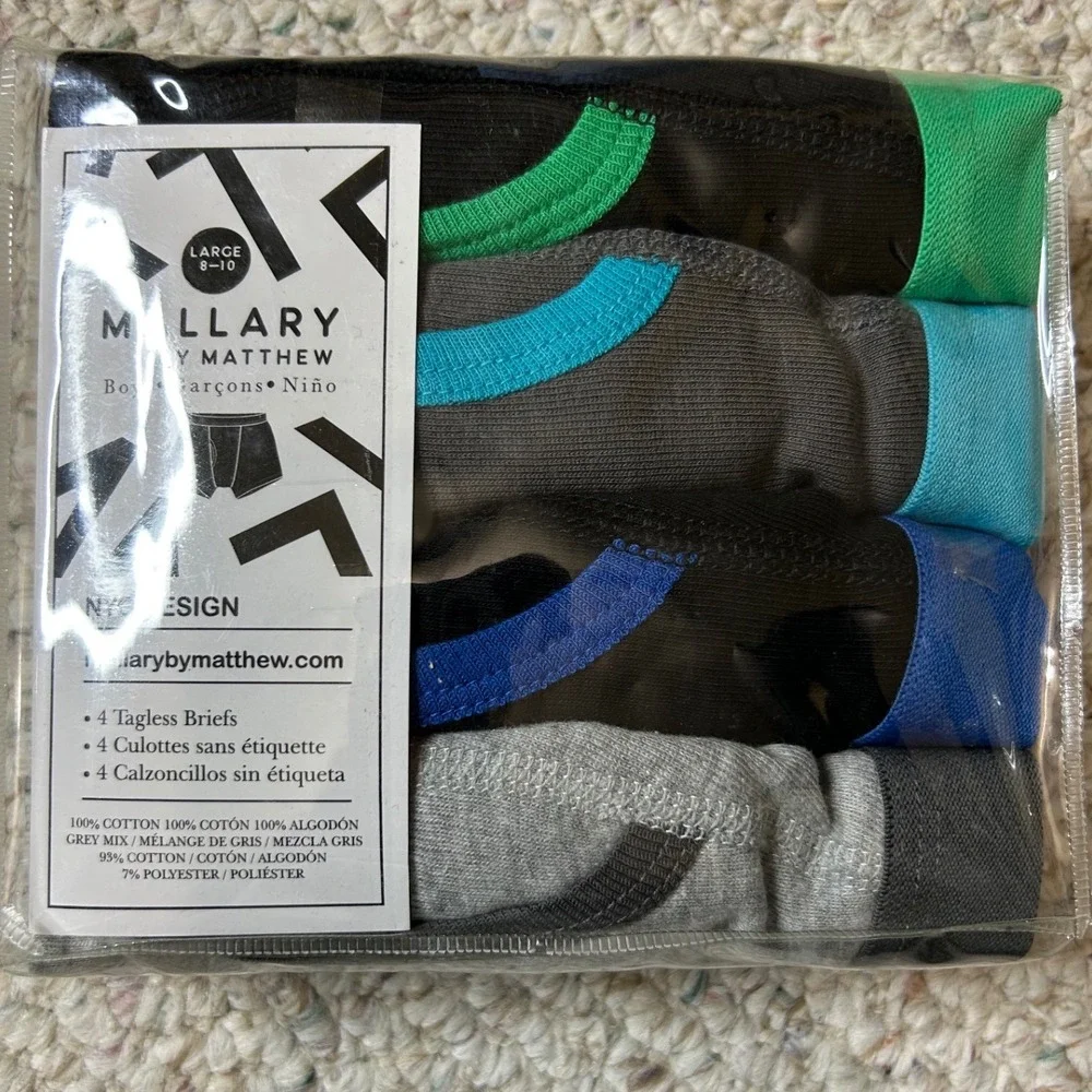 Mallary Matthew Boys Tagless Briefs Underwear 4-Pack‎ Large 8-10
